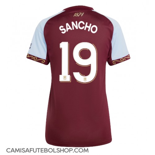 Camisa de time de futebol Aston Villa Jadon Sancho #19 Replicas 1º Equipamento Feminina 2025-26 Manga Curta